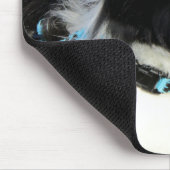 Fluffy Black and White Lionhead Bunny Rabbit Mousepad (Ecke)