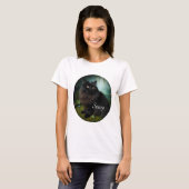 Fluffy Black Cat an der Vorderseite des dunklen Ho T-Shirt (Vorne ganz)