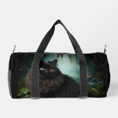 Fluffy Black Cat in Misty Woods Duffle Bag (Rückseite)