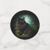 Fluffy Black Cat in Misty Woods Konfetti (Klein Vorderseite)