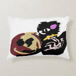 Fluffy Black Cat Jack o Lantern fun  Dekokissen