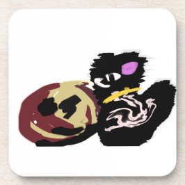 Fluffy Black Cat Jack o Lantern fun  Getränkeuntersetzer