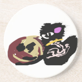 Fluffy Black Cat Jack o Lantern fun  Getränkeuntersetzer