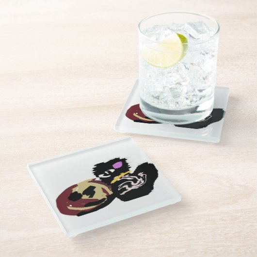 Fluffy Black Cat Jack o Lantern fun  Glasuntersetzer (Schrägansicht)