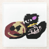 Fluffy Black Cat Jack o Lantern fun Glasuntersetzer (Vorderseite)