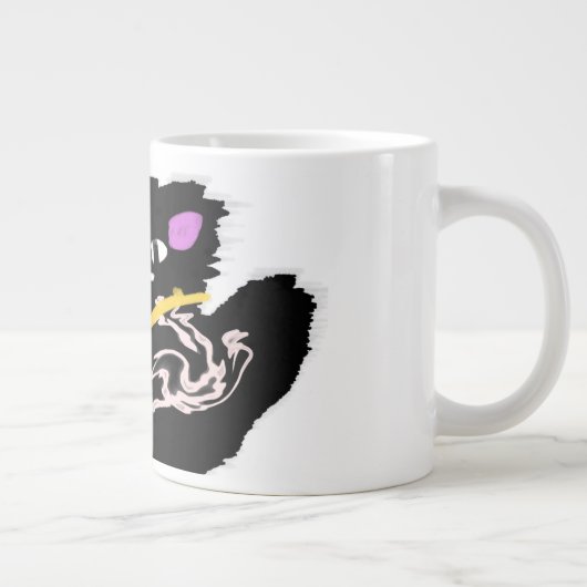 Fluffy Black Cat Jack o Lantern fun  Jumbo-Tasse (Rechts)