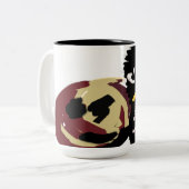 Fluffy Black Cat Jack o Lantern fun  Zweifarbige Tasse (Vorderseite Links)