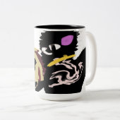 Fluffy Black Cat Jack o Lantern fun  Zweifarbige Tasse (VorderseiteRechts)