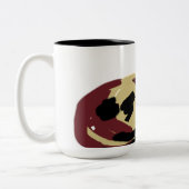 Fluffy Black Cat Jack o Lantern fun  Zweifarbige Tasse (Links)