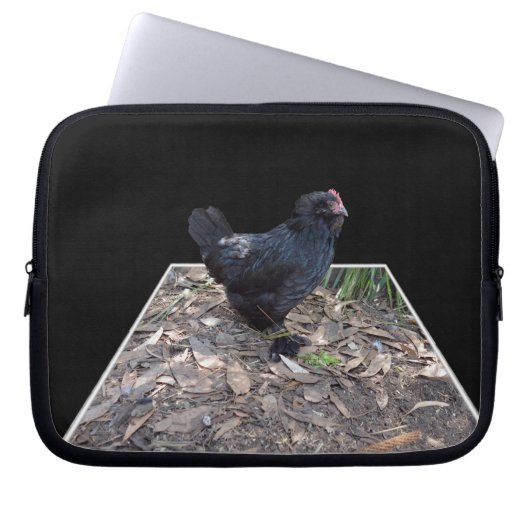 Fluffy Black Rooster, Laptopschutzhülle (Vorderseite)