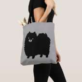 Fluffy Black Spitz | Niedlicher Cartoon Dog Tasche (Von Nahem)