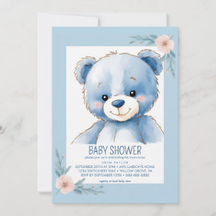 Fluffy Blue Bären Baby Dusche Einladungen