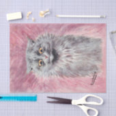 Fluffy Blue Cat Moody Vintage Feline Seidenpapier (Handwerk)