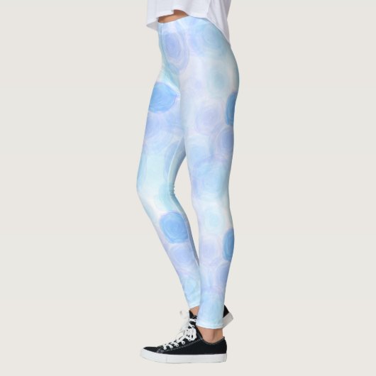 Fluffy Blue Rose Blumenmuster Leggings (Links)