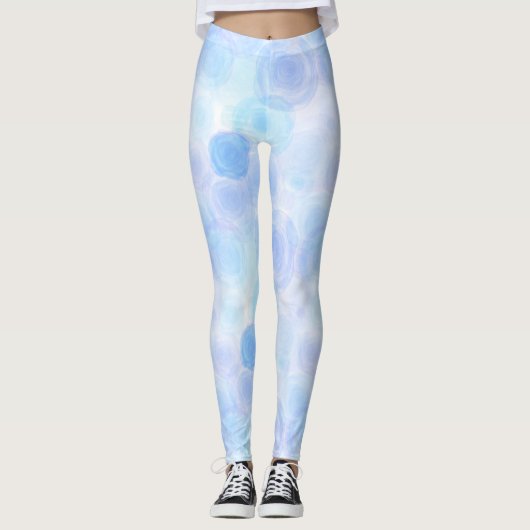 Fluffy Blue Rose Blumenmuster Leggings (Vorderseite)