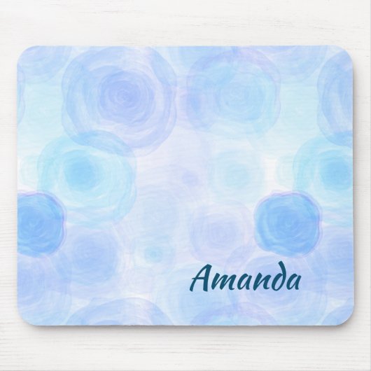 Fluffy Blue Rose Blumenmuster Mousepad (Vorne)