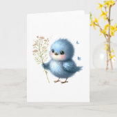 Fluffy Bluebird-Wildblumen - Gruß Karte (Gelbe Blume)