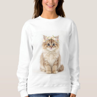 "Fluffy Blume Crown Cat Sweatshirt" Sweatshirt