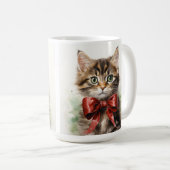 FLÜFFY BROWBY KITTEN MIT ROTER KLEINE KAFFEETASSE (VorderseiteRechts)