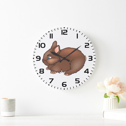 Fluffy Brown Bunny Rabbit Adorable Animal Große Wanduhr