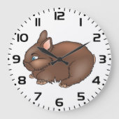 Fluffy Brown Bunny Rabbit Adorable Animal Große Wanduhr (Vorderseite)