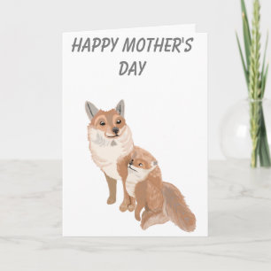 Fluffy Brown Fox and Niedlich Cub Mother Day Feiertagskarte