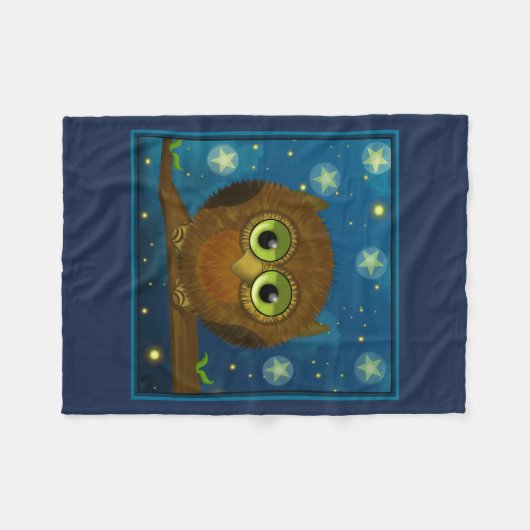 Fluffy Brown Owl Fleecedecke (Vorderseite (Horizontal))