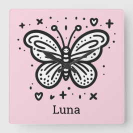 Fluffy Buffalo Baby - Kawaii Farm Animal Quadratische Wanduhr