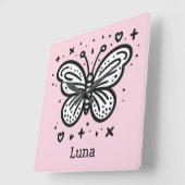 Fluffy Buffalo Baby - Kawaii Farm Animal Quadratische Wanduhr (Winkel)