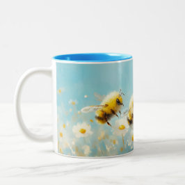 Fluffy Bumble Bees Zwei-Tone-Tasse Zweifarbige Tasse