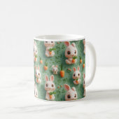 Fluffy Bunnies und Carrots 3D Nahtloses Muster Kaffeetasse (VorderseiteRechts)