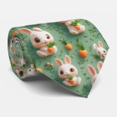 Fluffy Bunnies und Carrots 3D Nahtloses Muster Krawatte (Gerollt)