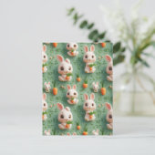Fluffy Bunnies und Carrots 3D Nahtloses Muster Postkarte (Stehend Vorderseite)