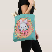 Fluffy Bunny Sitting im Osterkorb 3D Design Tasche (Von Nahem)