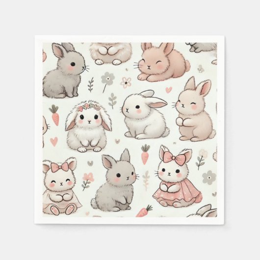 Fluffy Bunny: Soft & Stylish Baby Shower Napkins Serviette (Vorderseite)