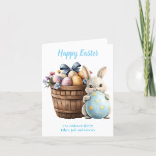 Fluffy Bunny Watercolor Pflanze Eier Ostern Feiertagskarte