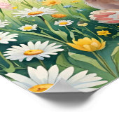 Fluffy & Caffeinated - Spring Bunny Coffee Scene Poster (Ecke)