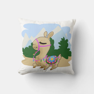 Fluffy Cartoon Llama Kissen