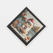 Fluffy cat baking boozy christmas pudding serviette (Ecke)