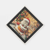 Fluffy cat baking the christmas cake serviette (Ecke)