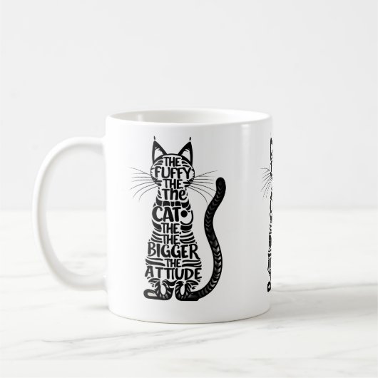 Fluffy Cat, Big Attitude - Funny Cat Lover Kaffeetasse (Links)