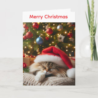 Fluffy cat christmas card feiertagskarte