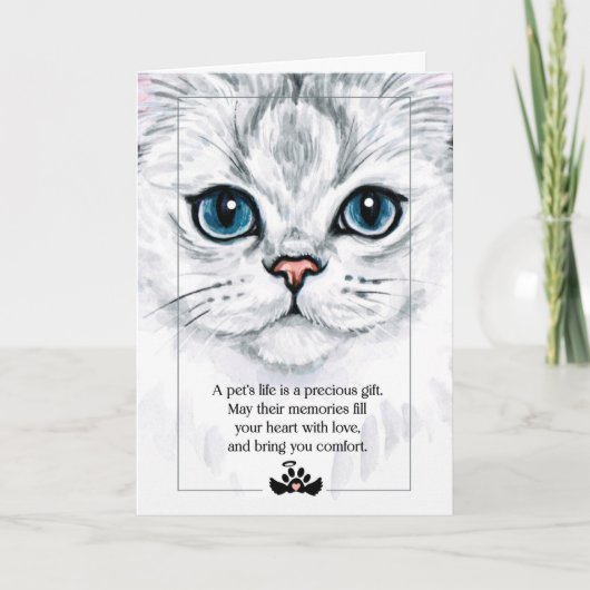 Fluffy Cat Face Illustration mit Pet-Beileid Karte (Vorderseite)