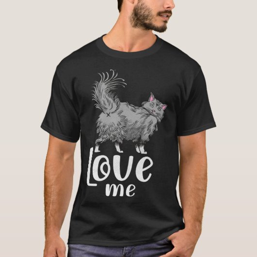 Fluffy cat Liebe ich für Katzenfans T-Shirt (Vorderseite)