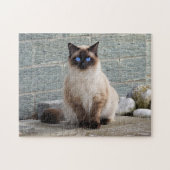 Fluffy Cat mit blauen Augen Puzzle (Horizontal)