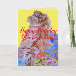 Fluffy Cat Quilt Glamour Puss Happy Birthday Card Karte