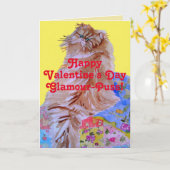 Fluffy Cat & Quilt Glamour Puss Valentinstag Karte (Gelbe Blume)