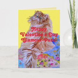 Fluffy Cat & Quilt Glamour Puss Valentinstag Karte