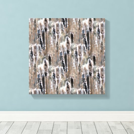 Fluffy Cattails multiplizierte Natur Leinwanddruck (Insitu (Holzboden))