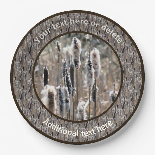 Fluffy Cattails Natur Personalisiertes Party Pappteller (Vorderseite)